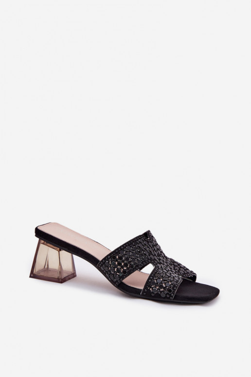 Moteriškos šlepetės su kulniukais Vinceza 62230 juodos spalvos