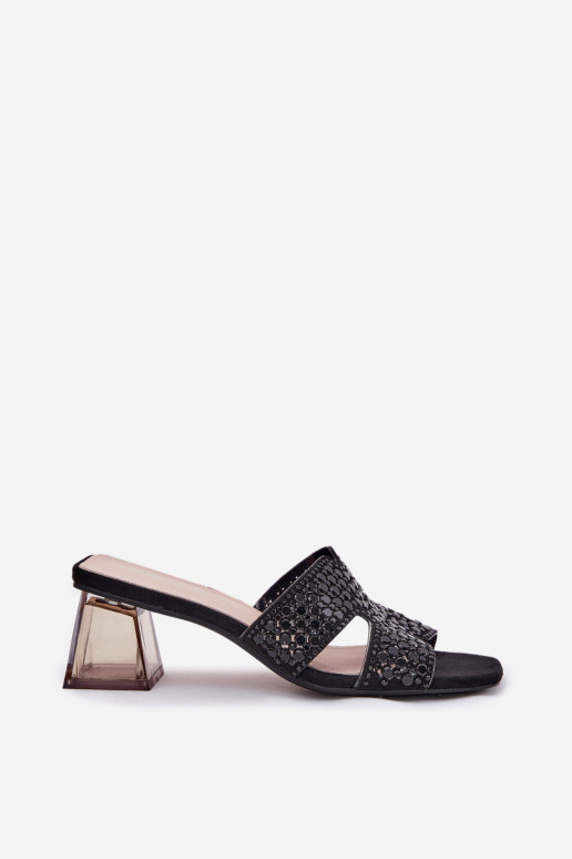 Moteriškos šlepetės su kulniukais Vinceza 62230 juodos spalvos