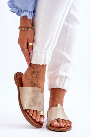 Moteriškas Odinės šlepetės Šlepetės Šviesus auksinis Amite