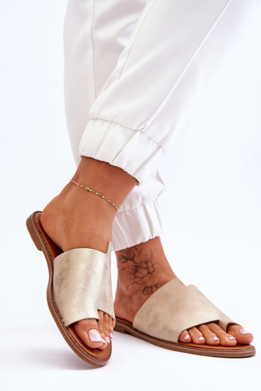 Moteriškas Odinės šlepetės Šlepetės Šviesus auksinis Amite