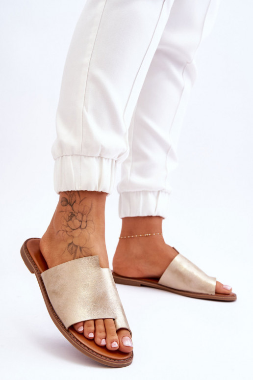 Moteriškas Odinės šlepetės Šlepetės Šviesus auksinis Amite