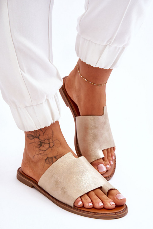 Moteriškas Odinės šlepetės Šlepetės Šviesus auksinis Amite