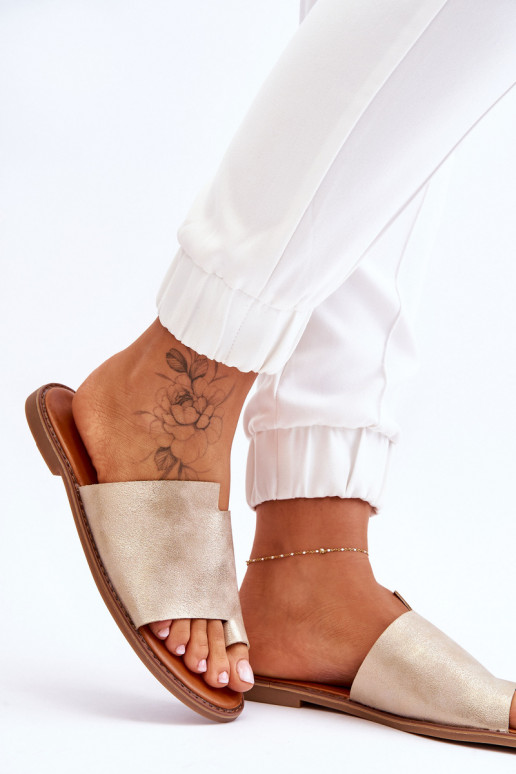 Moteriškas Odinės šlepetės Šlepetės Šviesus auksinis Amite