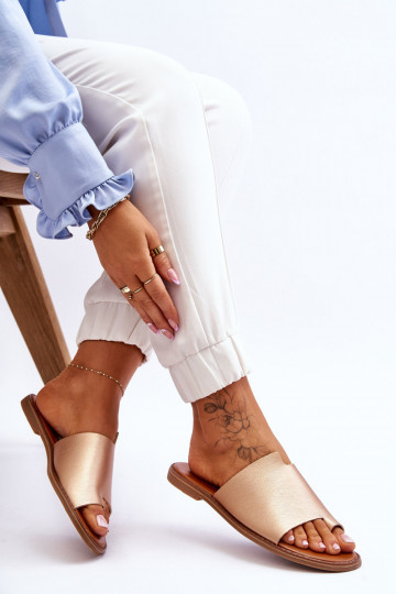 Moteriškas Odinės šlepetės Šlepetės aukso spalvos Amite 2