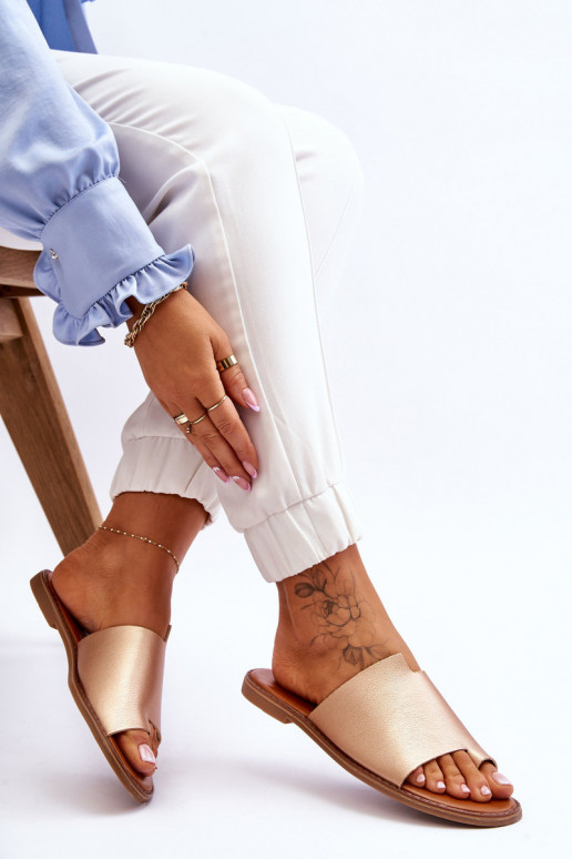 Moteriškas Odinės šlepetės Šlepetės aukso spalvos Amite