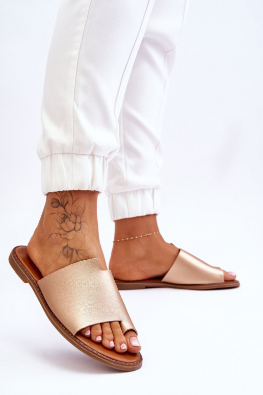 Moteriškas Odinės šlepetės Šlepetės aukso spalvos Amite