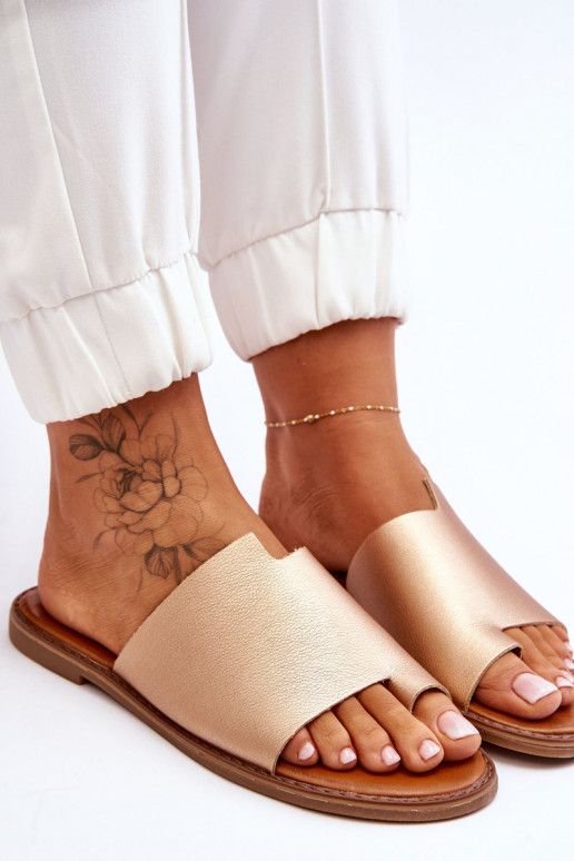 Moteriškas Odinės šlepetės Šlepetės aukso spalvos Amite