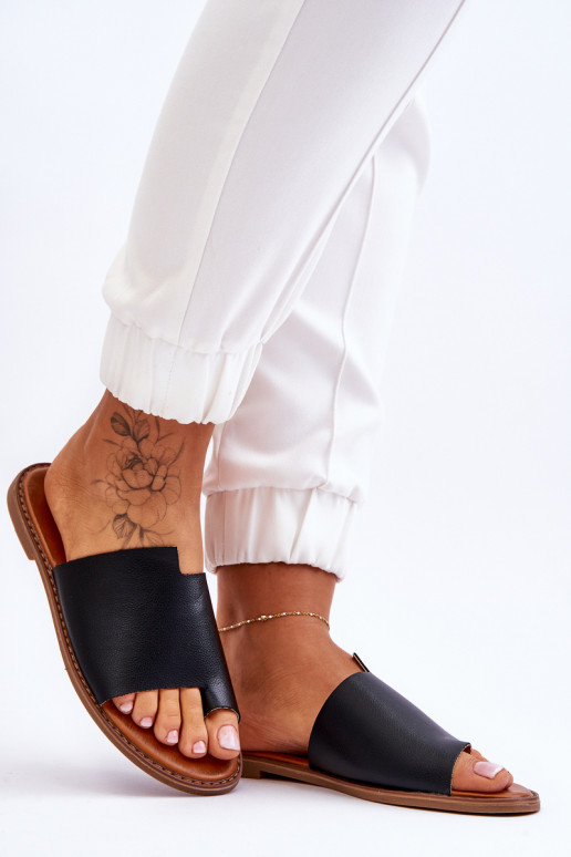 Moteriškas Odinės šlepetės Šlepetės juodos spalvos Amite