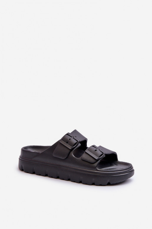 Moteriški šlepetės su putplasčiu su platforma juodos spalvos Melorea Moteriški šlepetės su putplasčiu su platforma juodos spalvos Melorea