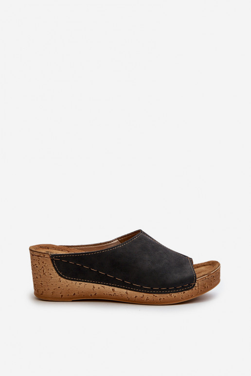 Patogios moteriškos šlepetės Ant pleišto Inblu NG000002 juodos spalvos Patogios moteriškos šlepetės Ant pleišto Inblu NG000002 juodos spalvos