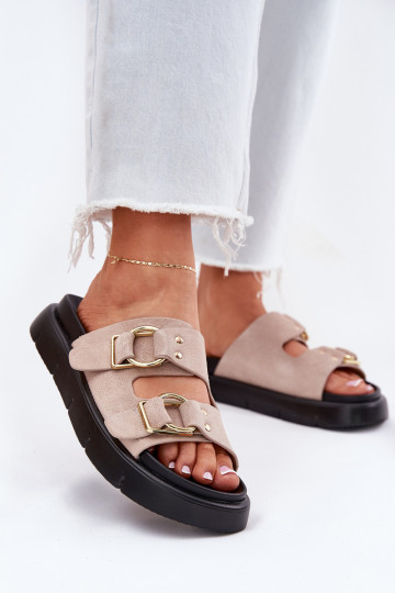 Moteriškos zomšinės šlepetės Su puošniaisi su sagtimismi Big Star RR274659 Šviesaus rausvo atspalvio