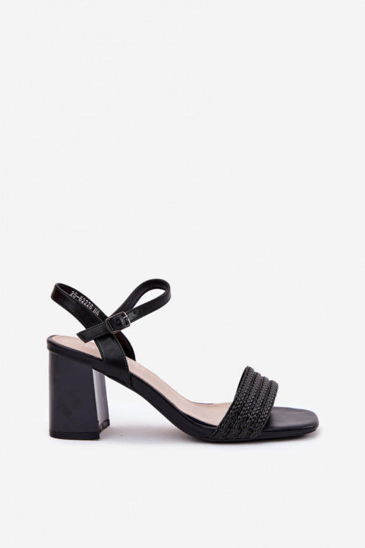 Moteriškos aukštakulnės basutės su tviskančiomis akutėmis I Plecionką Vinceza 62228 juodos spalvos