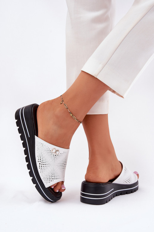 Odinės šlepetės Moteriškas Ant pleišto Vinceza 41477 baltos spalvos