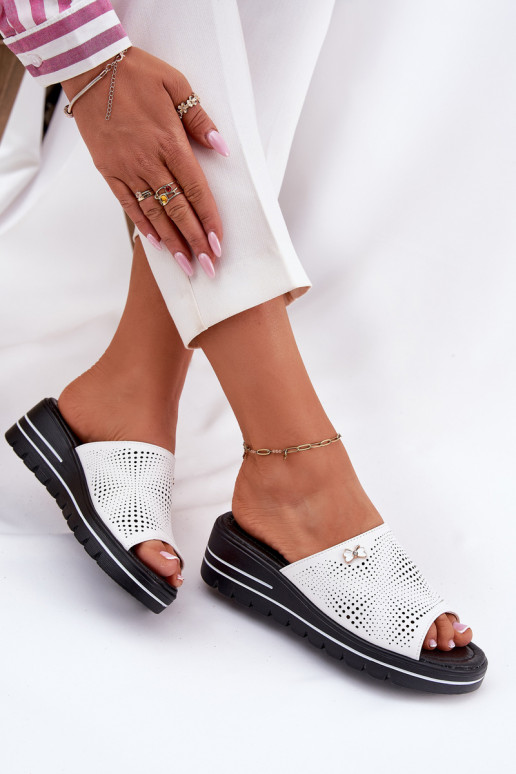 Odinės šlepetės Moteriškas Ant pleišto Vinceza 41477 baltos spalvos