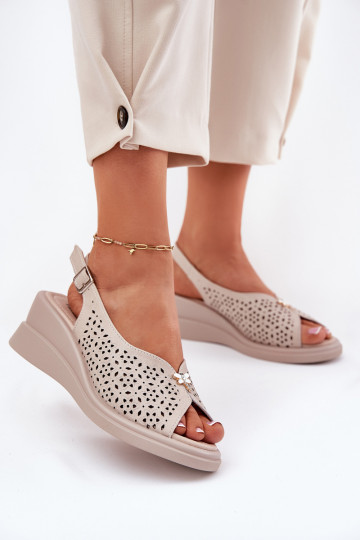 Oda Ažūrinės basutės Moteriškas Ant pleišto Vinceza 79529 smėlio spalvos