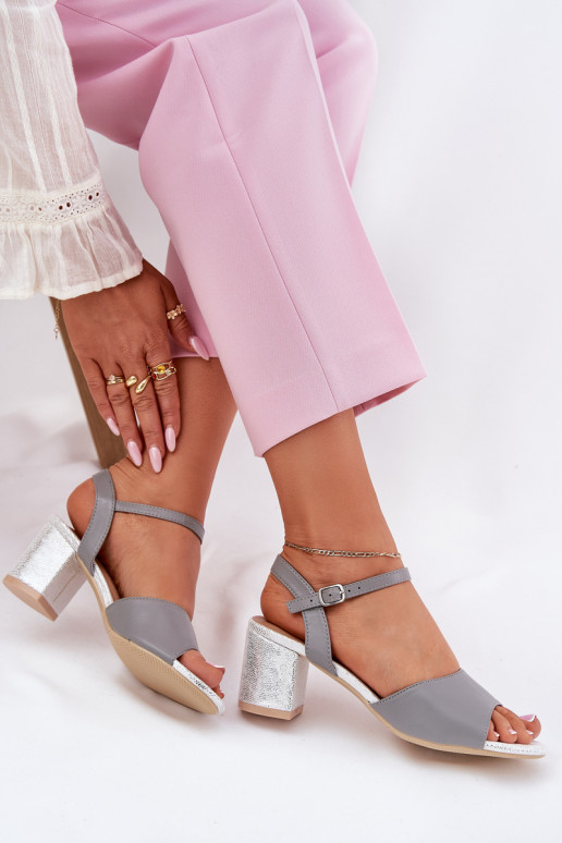 Moteriškos aukštakulnės basutės Vinceza 20275 pilkos spalvos