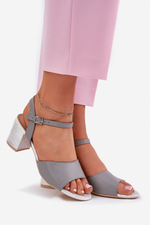 Moteriškos aukštakulnės basutės Vinceza 20275 pilkos spalvos