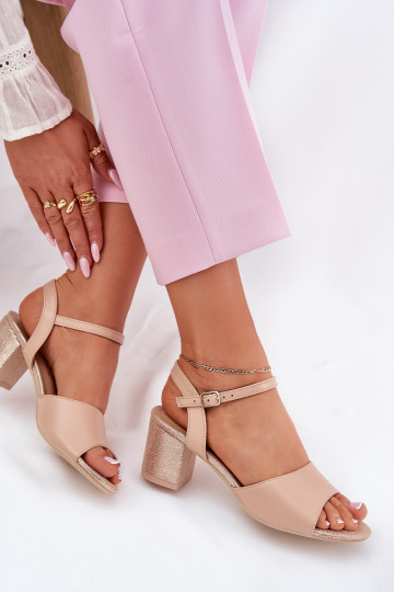 Moteriškos aukštakulnės basutės Vinceza 20275 smėlio spalvos