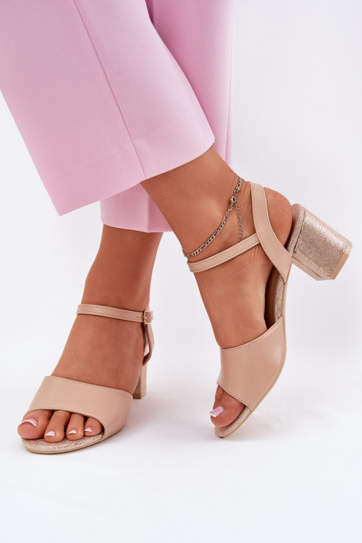 Moteriškos aukštakulnės basutės Vinceza 20275 smėlio spalvos