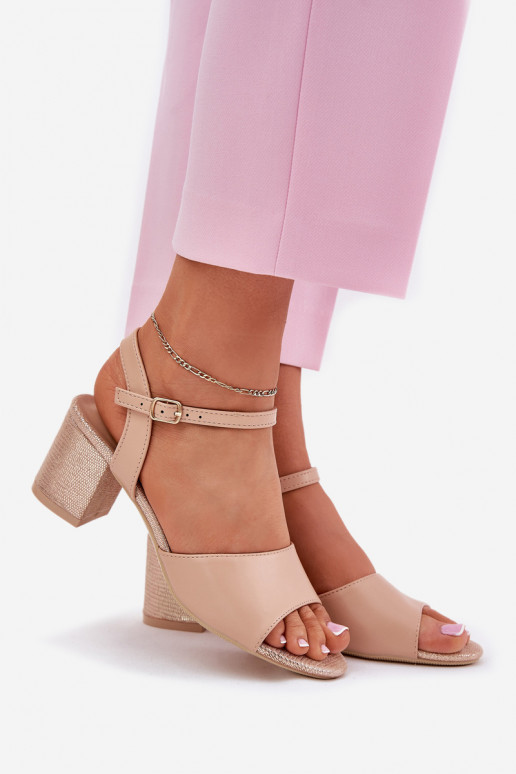 Moteriškos aukštakulnės basutės Vinceza 20275 smėlio spalvos