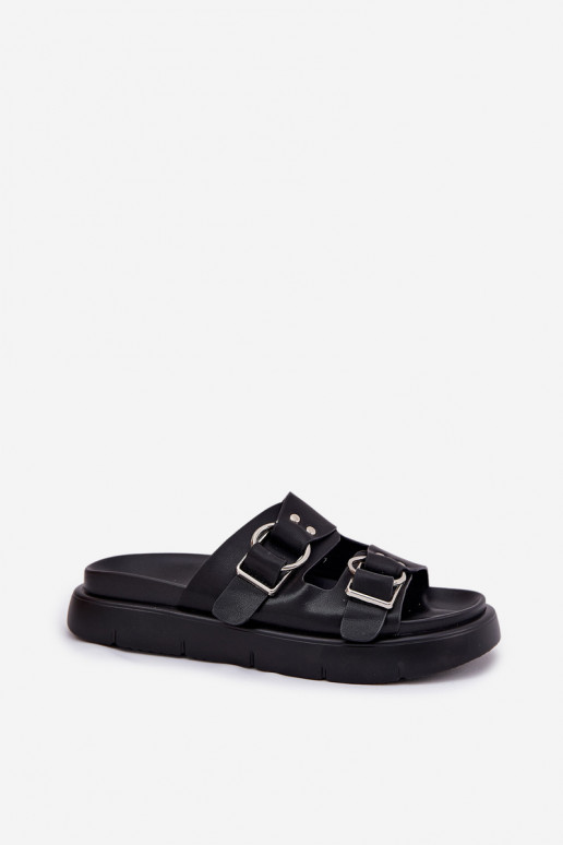 Odinės šlepetės Moteriškas Su puošniaisi su sagtimismi Big Star RR274658 juodos spalvos