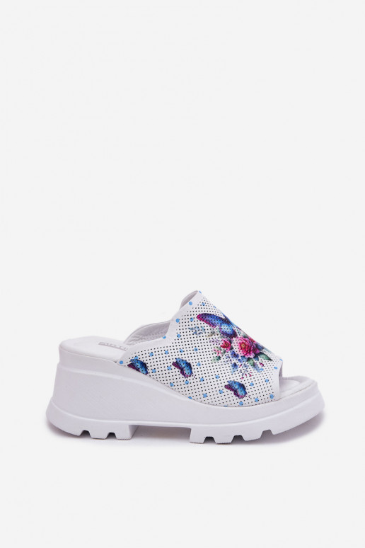 Odinės šlepetės Moteriškas Ant pleišto Artiker 56C0428 baltos spalvos