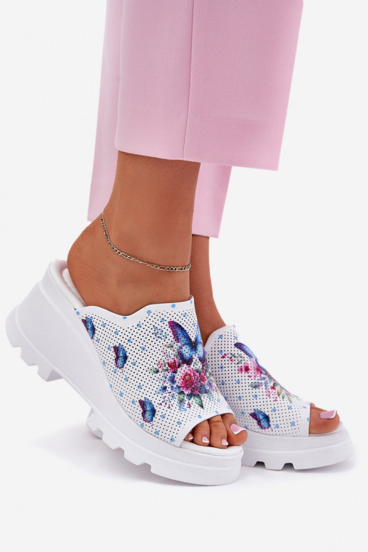 Odinės šlepetės Moteriškas Ant pleišto Artiker 56C0428 baltos spalvos