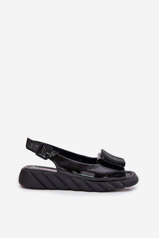 Oda Lakuotos basutės moterims Ant pleišto su dekoracija Artiker 56C1564 juodos spalvos