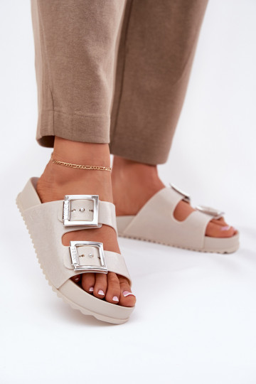 Kvepiantis Moteriškos šlepetės su sagtimis Ir blizgučiai ZAXY RR285056 smėlio spalvos