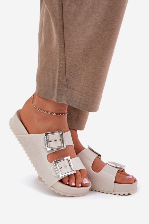 Kvepiantis Moteriškos šlepetės su sagtimis Ir blizgučiai ZAXY RR285056 smėlio spalvos