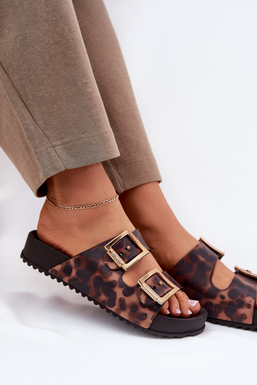 Kvepiantis Moteriškos šlepetės su sagtimis su leopardo kailio raštais ZAXY RR285059 rudos spalvos