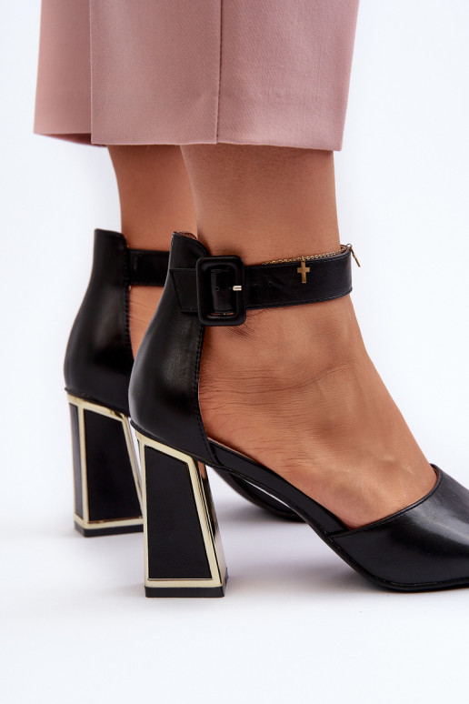 Elegantiško stiliaus Moteriškos aukštakulnės basutės juodos spalvos Rosazara