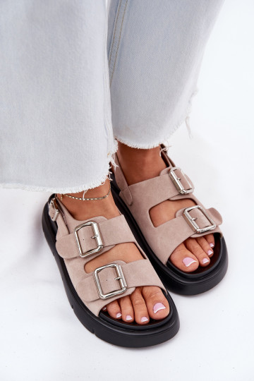 Moteriškos zomšinės basutės su sagtimis Big Star RR274663 Šviesaus rausvo atspalvio