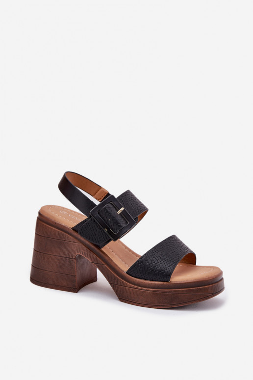 Moteriškos basutės Ant masyvių kulnų ir platforma Vinceza 17387 juodos spalvos