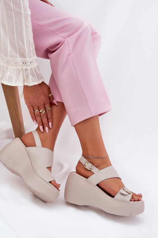 Moteriškos basutės Moteriškas Ant pleišto ir platforma S.Barski LR51-540 smėlio spalvos