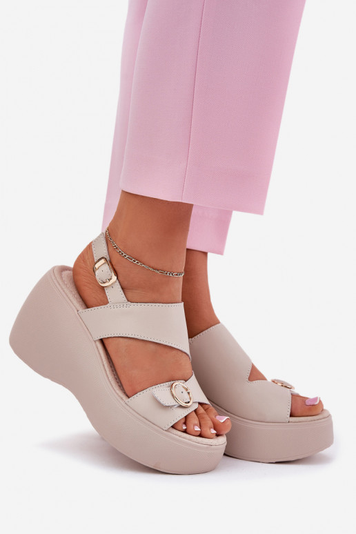 Moteriškos basutės Moteriškas Ant pleišto ir platforma S.Barski LR51-540 smėlio spalvos