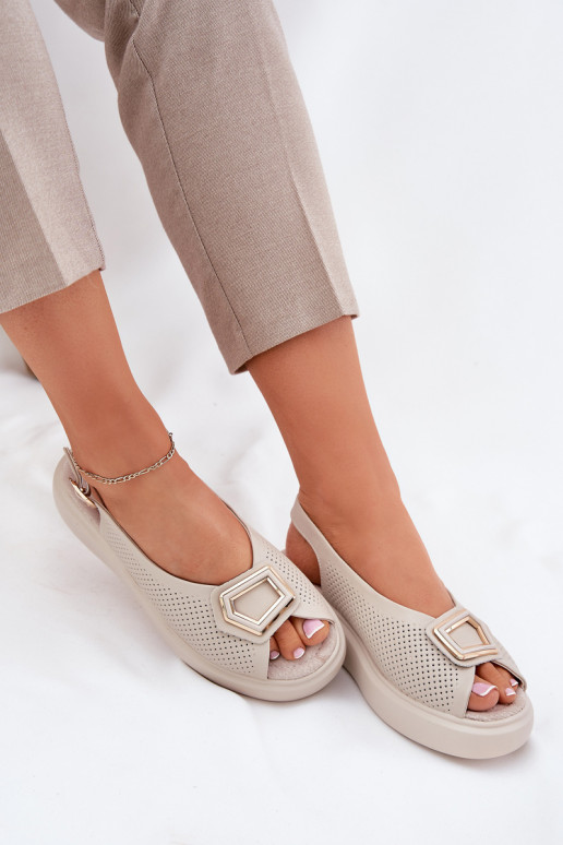 Moteriškos basutės Moteriškas su ornamentais S.Barski LR51-786 smėlio spalvos