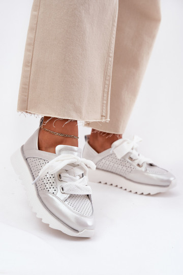 Oda Sneakers modelio batai Moteriškas su platforma D&A LR51-796 sidabro spalvos