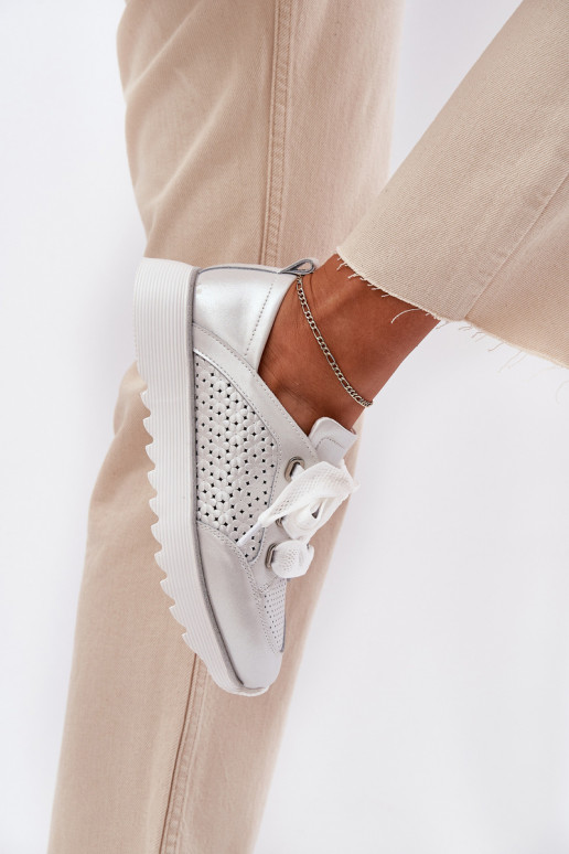 Oda Sneakers modelio batai Moteriškas su platforma D&A LR51-796 sidabro spalvos