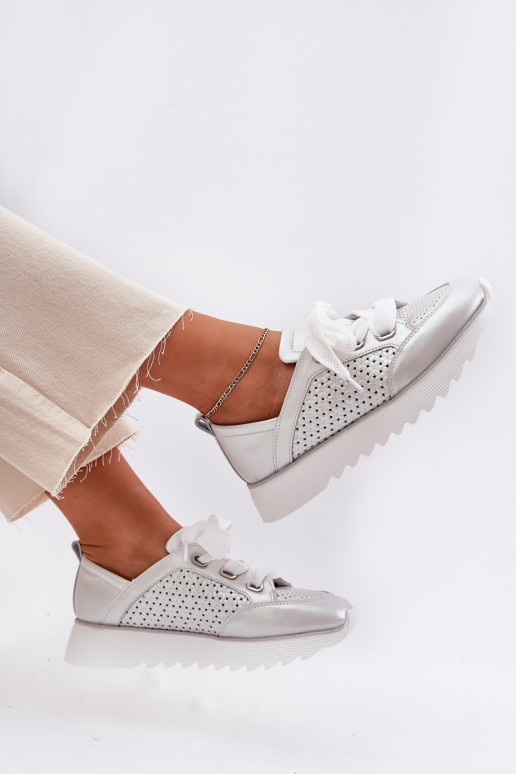 Oda Sneakers modelio batai Moteriškas su platforma D&A LR51-796 sidabro spalvos