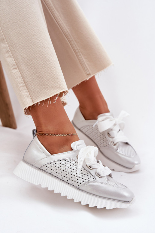 Oda Sneakers modelio batai Moteriškas su platforma D&A LR51-796 sidabro spalvos