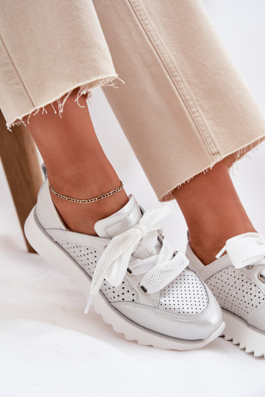 Oda Sneakers modelio batai Moteriškas su platforma D&A LR51-796 sidabro spalvos