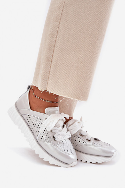 Oda Sneakers modelio batai Moteriškas su platforma D&A LR51-796 sidabro spalvos