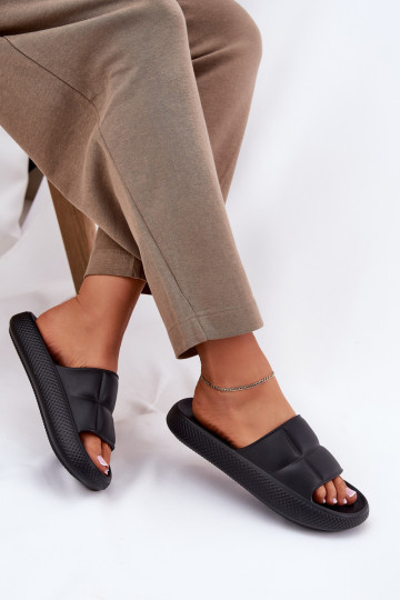 Lengvos šlepetės Moteriškos šlepetės LEE MAYA SLIDER INOMEN LOIN 50251016 juodos spalvos