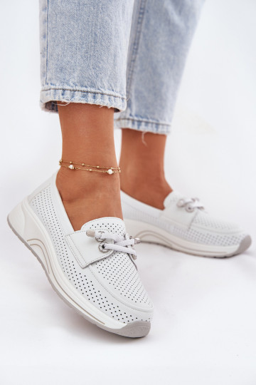 Oda batai Pagaminta iš natūralios odos su platforma Artiker 56C2101 baltos spalvos