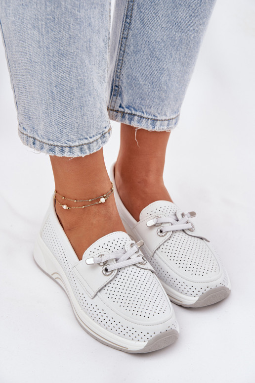 Oda batai Pagaminta iš natūralios odos su platforma Artiker 56C2101 baltos spalvos