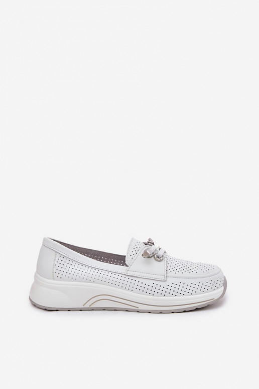 Oda batai Pagaminta iš natūralios odos su platforma Artiker 56C2101 baltos spalvos