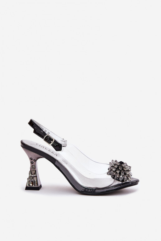 Perregimi Aukštakulniai sandalai su spindinčiomis akutėmis Vinceza 70116 juodos spalvos