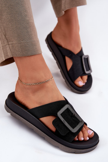 Kvepiantis Moteriškos šlepetės dekoruoti su sagtimis ZAXY RR285078 juodos spalvos