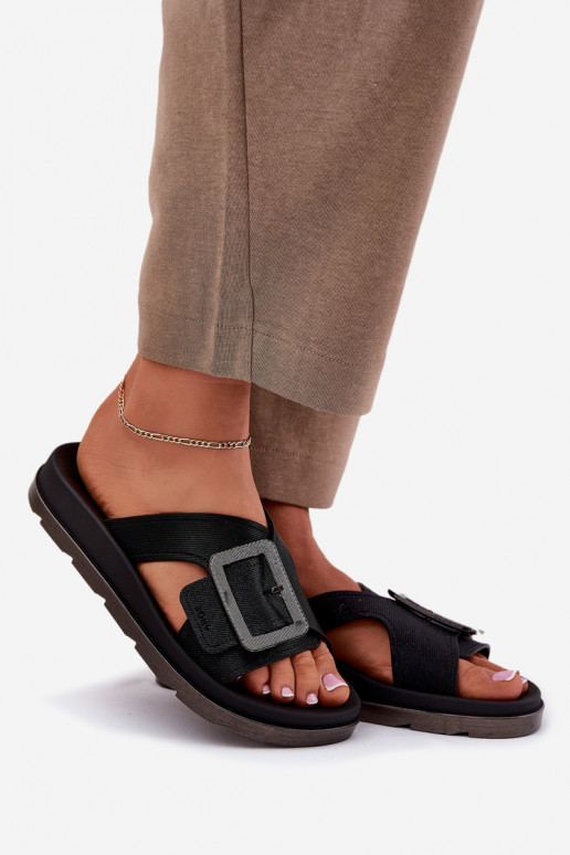 Kvepiantis Moteriškos šlepetės dekoruoti su sagtimis ZAXY RR285078 juodos spalvos